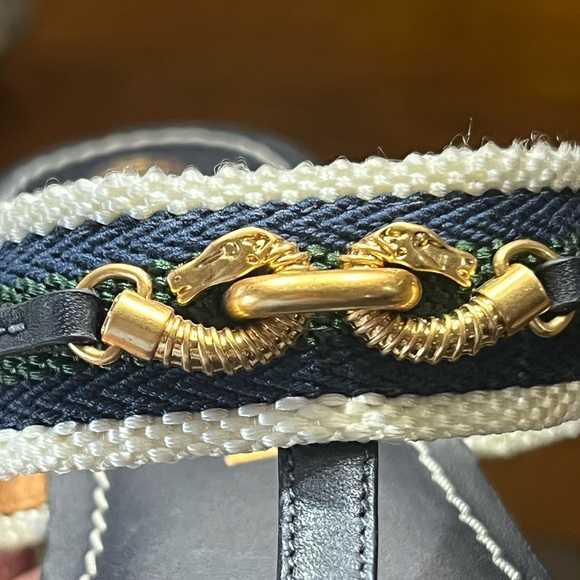 TORY BURCH JESSA
EQUESTRIAN THONG SANDAL
LEATHER NAVY/BANYAN/GREEN
MULTI - Picture 5 of 11